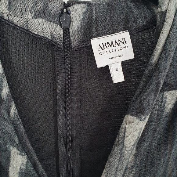 Armani Collezioni Long Sleeve Black and Gray Geometric Dress - Picture 4 of 5